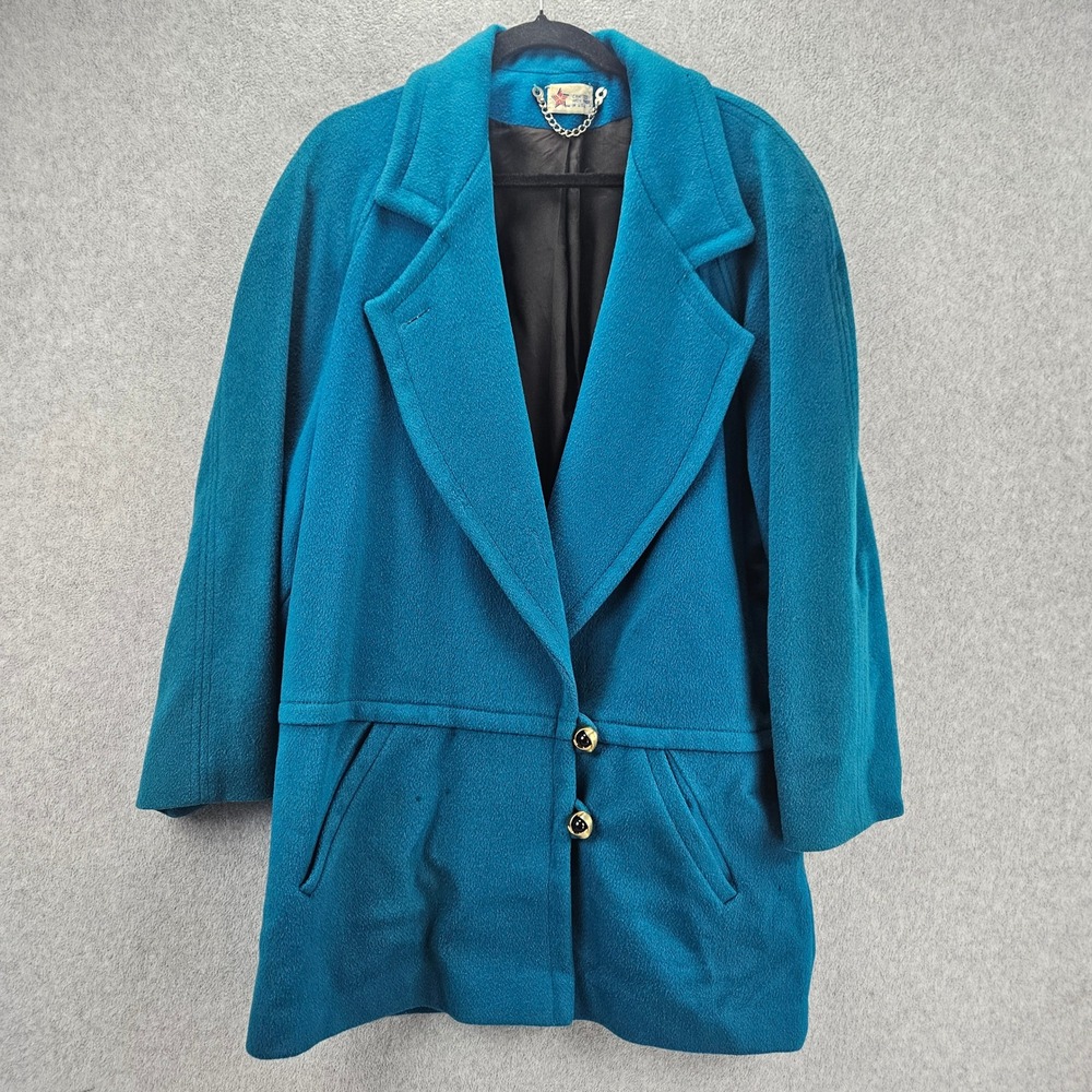 WORUMBO by FORSTMANN | Teal Wool Coat Jacket Womens L Blue Made in USA